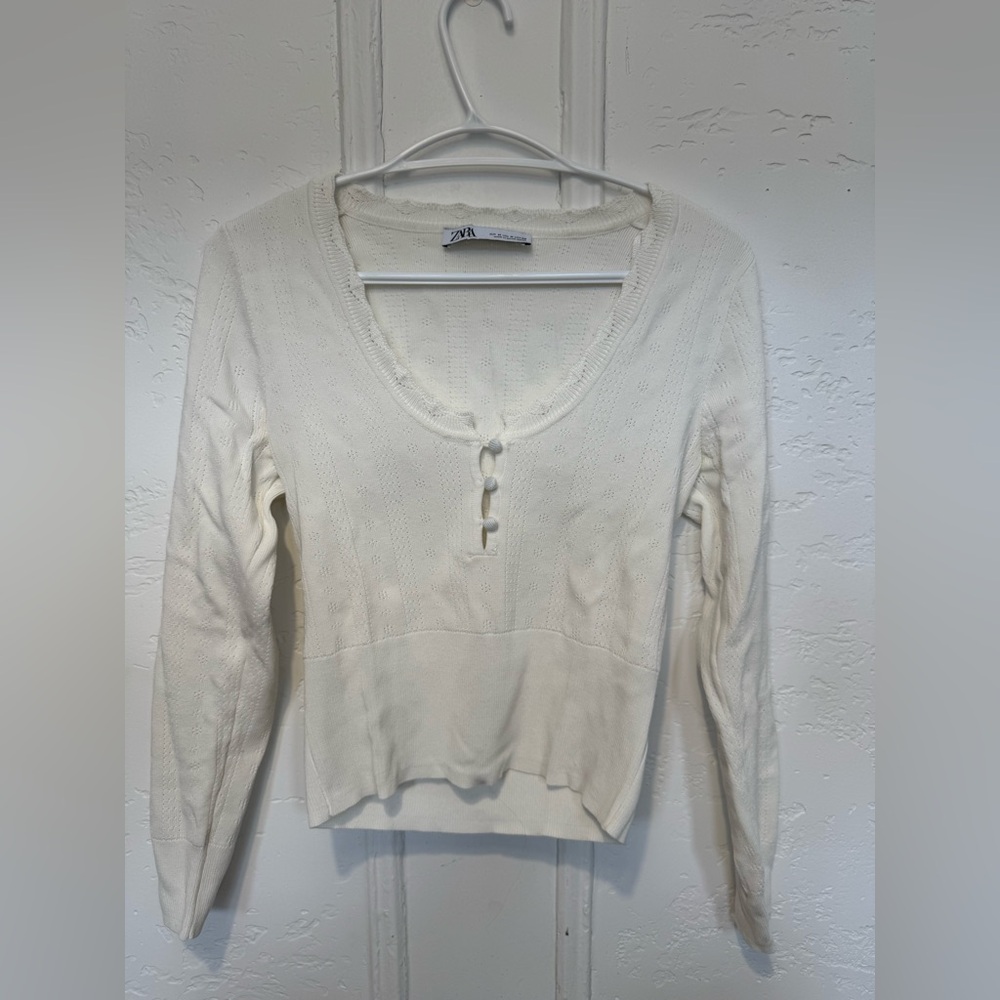 Zara Women's White Knit Top